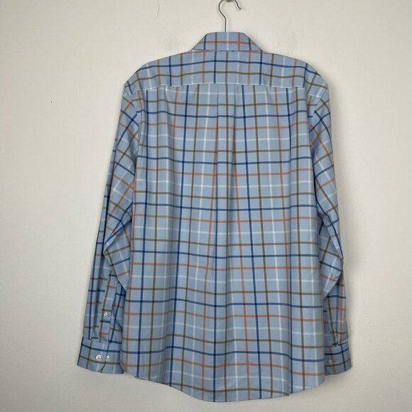 Lands End Men’s Blue Plaid Long Sleeve Button Up Shirt Traditional Fit Large - Picture 4 of 4
